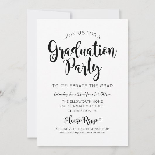 おめでとうございますブラック2025写真卒業パーティー 招待状