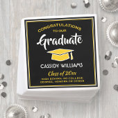 おめでとうございますブラック&金ゴールド卒業パーティー スタンダードカクテルナプキン