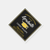 おめでとうございますブラック&金ゴールド卒業パーティー スタンダードカクテルナプキン (角)