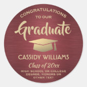おめでとうございますブルゴーニュ・レッドと金ゴールド卒業 ラウンドシール (正面)