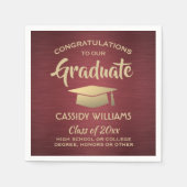 おめでとうございますブルゴーニュ・レッド金ゴールド卒業パーティー スタンダードカクテルナプキン (正面)