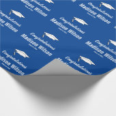 おめでとうございますブルーホワイトグラードネーム卒業 ラッピングペーパー (角)