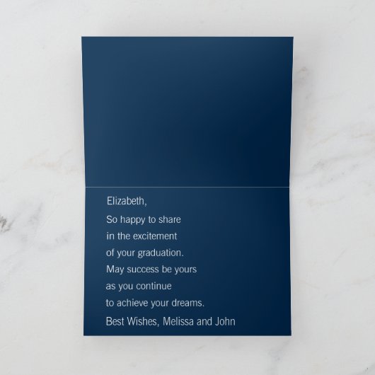 おめでとうございますブルーメイズ卒業卒業 カード (内部)