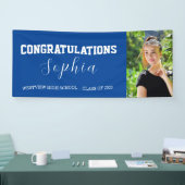 おめでとうございますブルー大学院パーティー写真 横断幕 (トレードショー)