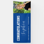 おめでとうございますブルー大学院パーティー写真 横断幕 (縦)