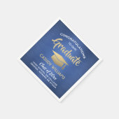 おめでとうございますブルー金ゴールドホワイトモダン卒業 スタンダードカクテルナプキン (角)