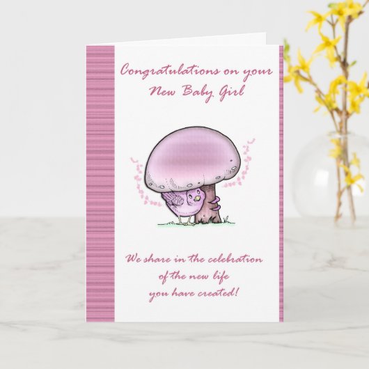 おめでとうございますベビーガールカード新生児 カード (黄色い花)