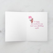 おめでとうございますベビーガール楽しいテディベアバルーン カード (内部)