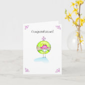 おめでとうございますベビーガール カード (黄色い花)
