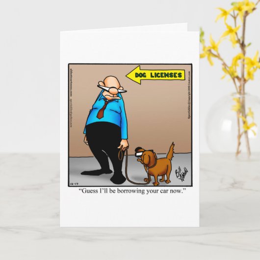 おめでとうございますペットのユーモアあいさつキャッド カード (黄色い花)