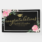 おめでとうございますホットピンクフローラ卒業パーティー 横断幕 (横)