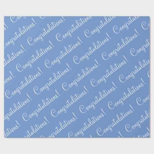 おめでとうございますホワイトスクリプトブルー卒業 ラッピングペーパー (フラット)