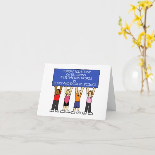 おめでとうございますマスターズ学位スポーツとエクササイズ カード (黄色い花)