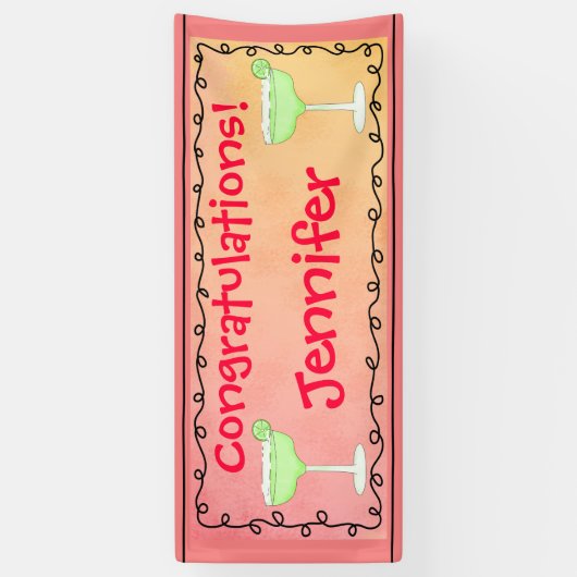 おめでとうございますマルガリータパーソナライズされた名 横断幕 (縦)