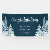 おめでとうございます冬の結婚式のバナー 横断幕 (横)