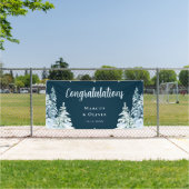 おめでとうございます冬の結婚式のバナー 横断幕 (インサイチュ)