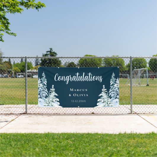 おめでとうございます冬の結婚式のバナー 横断幕 (インサイチュ)