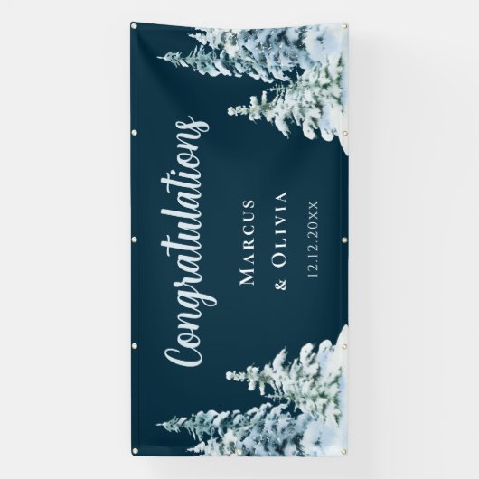 おめでとうございます冬の結婚式のバナー 横断幕 (縦)