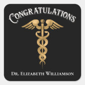 おめでとうございます医師カドゥセウス・シール スクエアシール (正面)