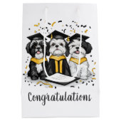 おめでとうございます卒業シーズー（犬）Tzu Dogs ミディアムペーパーバッグ (裏面)