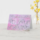 おめでとうございます卒業タイポグラフィ水彩 カード (黄色い花)