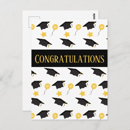おめでとうございます卒業バルーン帽子パターン ポストカード (正面/裏面)