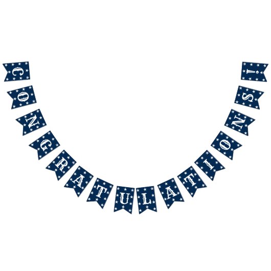 おめでとうございます卒業パーティーブルーホワイトデコール バンティングフラッグ (全)