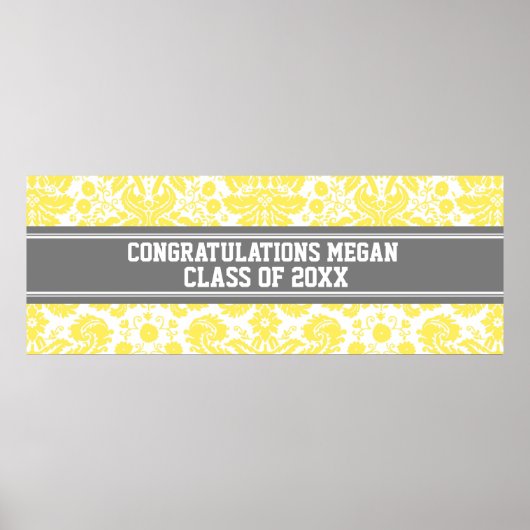 おめでとうございます卒業名前をカスタムするバナーグレー ポスター (正面)