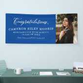 おめでとうございます卒業生の青い卒業写真 横断幕 (トレードショー)