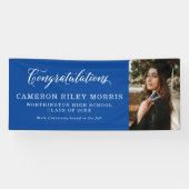 おめでとうございます卒業生の青い卒業写真 横断幕 (横)