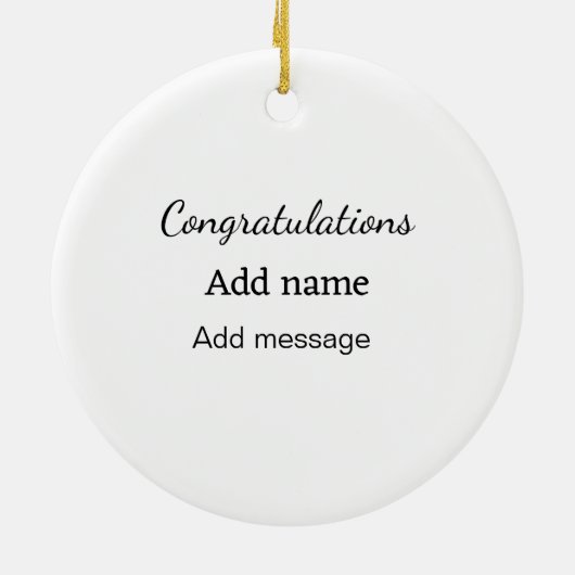 おめでとうございます名前メッセージシンプル大学院 セラミックオーナメント (裏面)