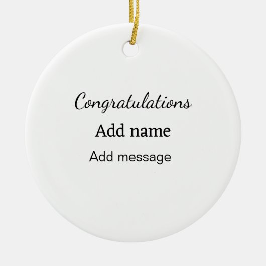 おめでとうございます名前メッセージシンプル大学院 セラミックオーナメント (正面)