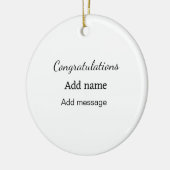 おめでとうございます名前メッセージシンプル大学院 セラミックオーナメント (左)