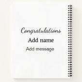 おめでとうございます名前メッセージシンプル大学院 ノートブック (裏面)