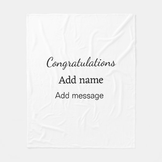 おめでとうございます名前メッセージシンプル大学院 フリースブランケット (正面)