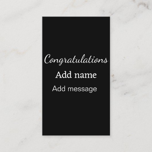 おめでとうございます名前メッセージシンプル大学院 名刺 (正面)