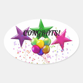 おめでとうございます四角形シール 楕円形シール