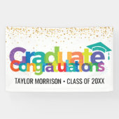 おめでとうございます大学院おもしろいカラフル金ゴールドグリッター 横断幕 (横)