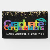 おめでとうございます大学院おもしろいカラフル金ゴールドグリッター 横断幕 (横)