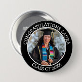 おめでとうございます大学院の名前と写真ボタン 缶バッジ (正面&裏面)