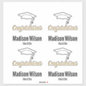 おめでとうございます大学院の名前白黒と金ゴールド シール (シート)