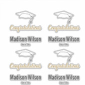 おめでとうございます大学院の名前白黒と金ゴールド シール (正面)