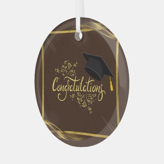 おめでとうございます大学院オーナメント ガラスオーナメント (正面左)