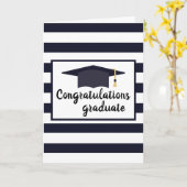 おめでとうございます大学院ストライプ白黒 カード (黄色い花)