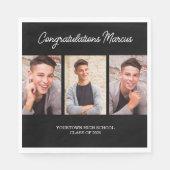 おめでとうございます大学院ブラック3写真パーティー スタンダードランチョンナプキン (正面)