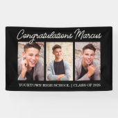 おめでとうございます大学院ブラック3写真パーティー 横断幕 (横)