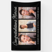 おめでとうございます大学院ブラック3写真パーティー 横断幕 (縦)