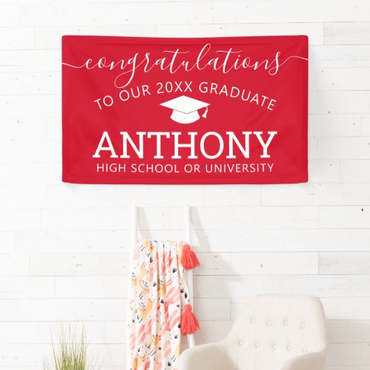 おめでとうございます大学院赤のバーチャル 横断幕 (インサイチュ)