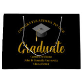 おめでとうございます大学院金ゴールドブラックシックカスタム ラージペーパーバッグ (正面)