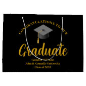 おめでとうございます大学院金ゴールドブラックシックカスタム ラージペーパーバッグ (裏面)